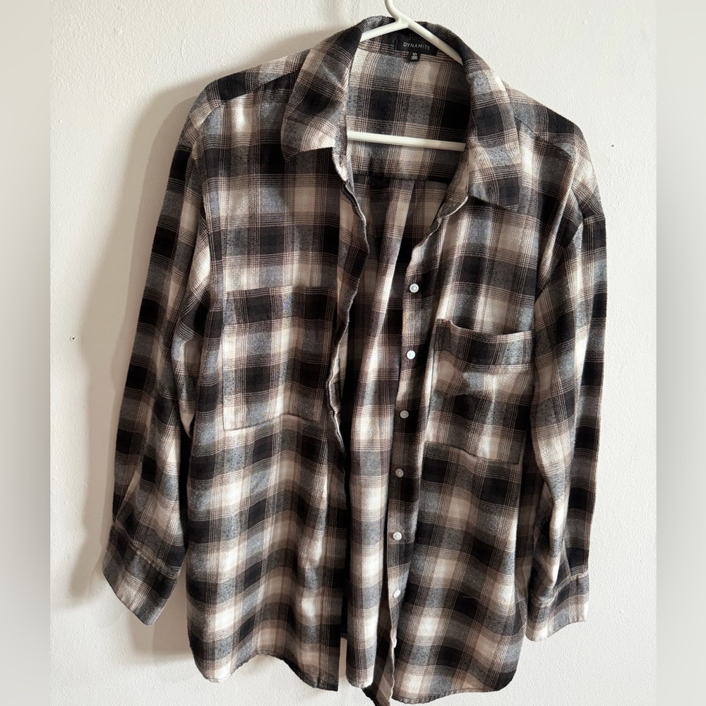 Dynamite Brown and Cream Plaid Women's Shirt
